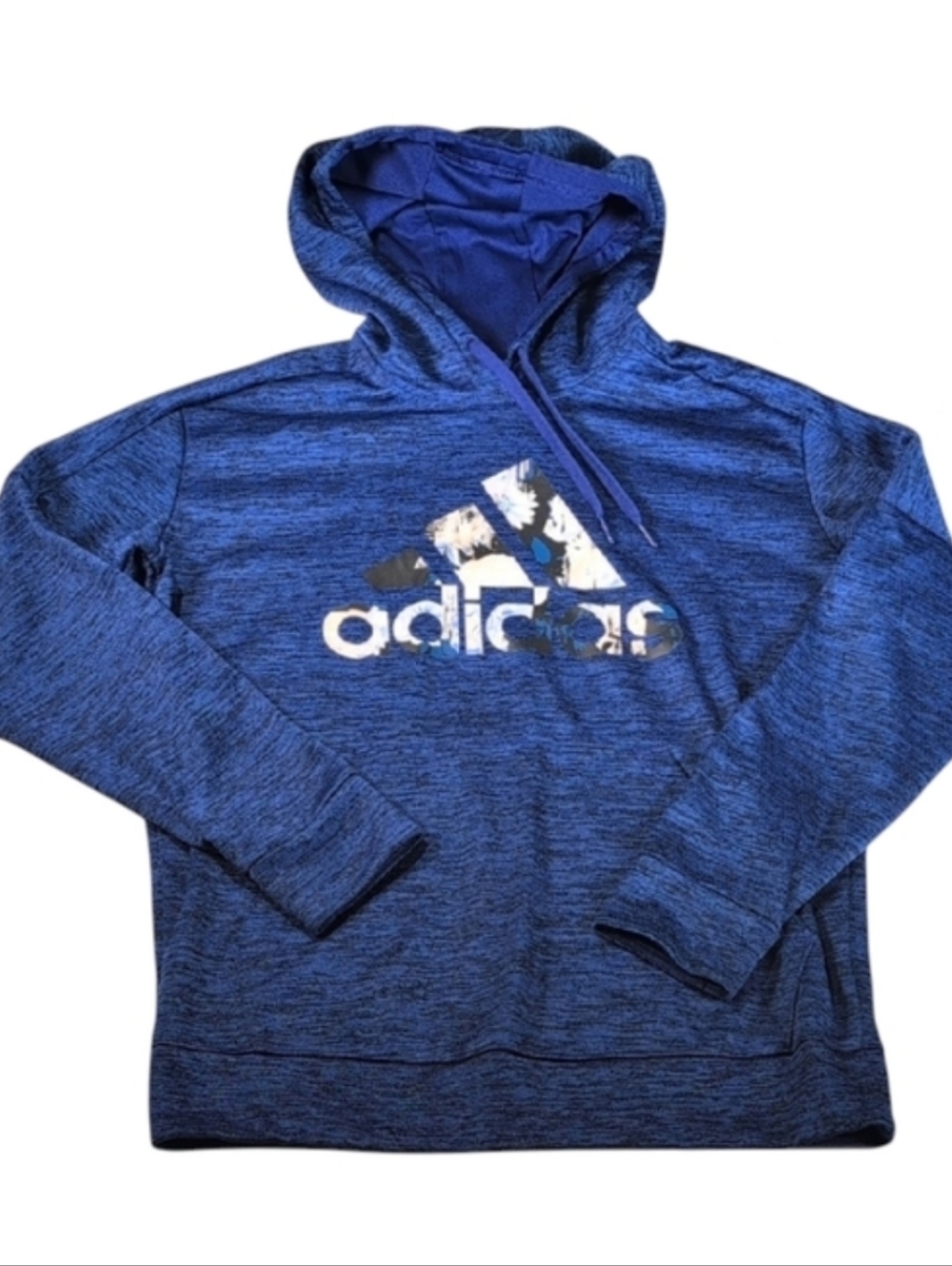 Adidas Blue Floral Badge of Sports Hoodie Size Medium